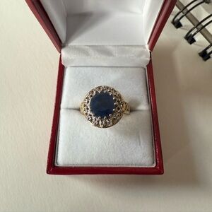 Huge 10k yellow gold sapphire ring